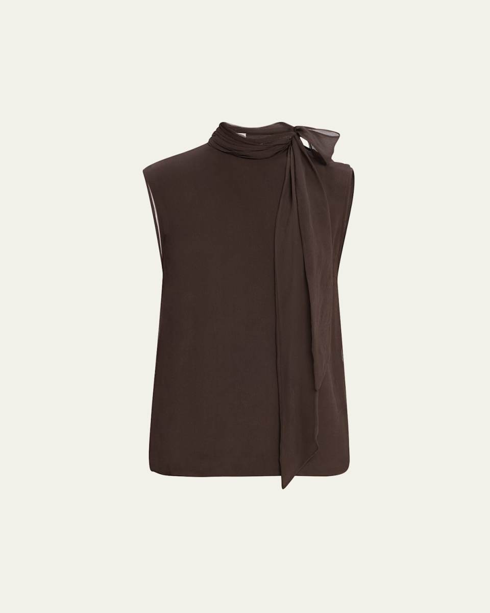 Crispy Silk Chiffon Tie Blous